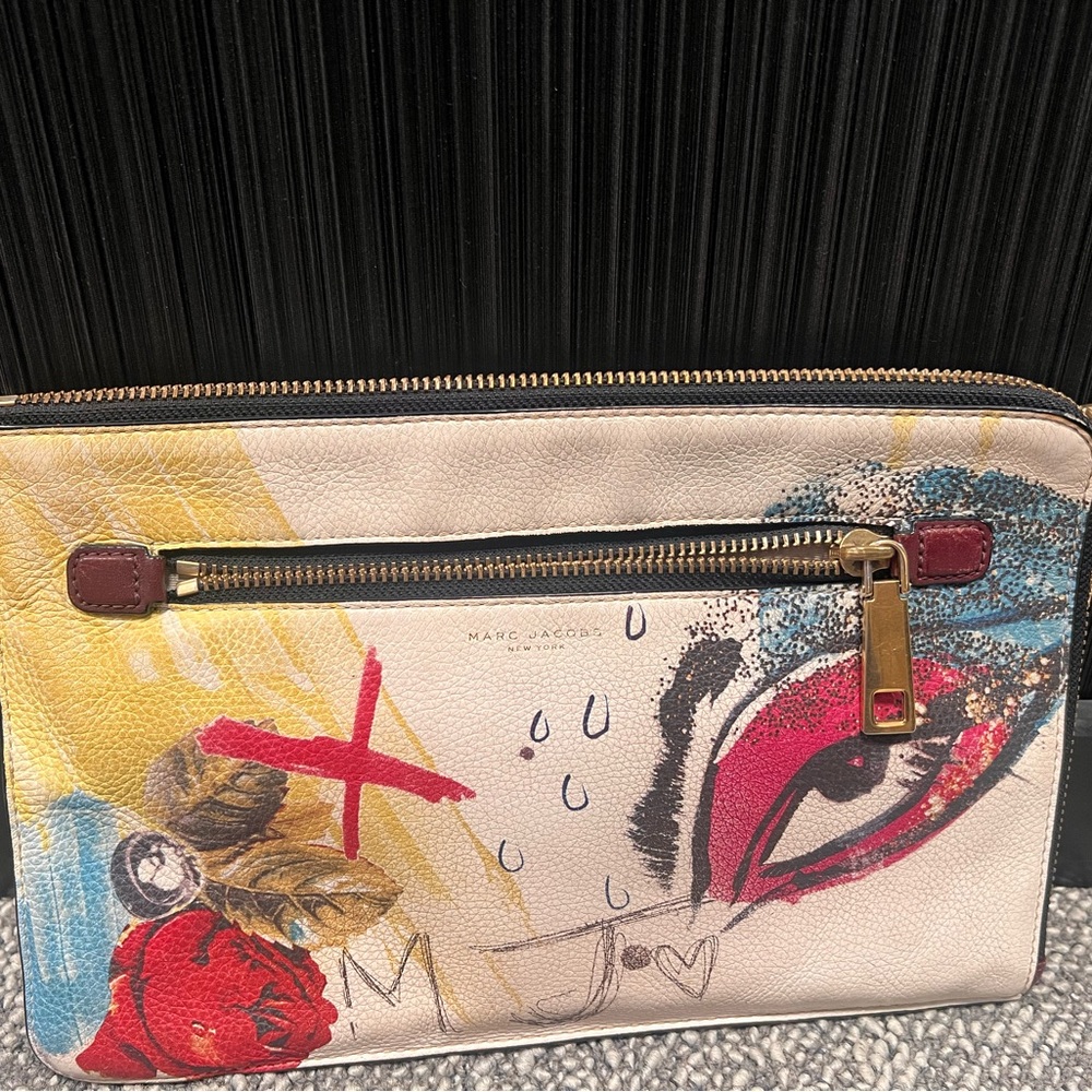 Rare Marc Jacobs x Julie Verhoeven Graffiti Leather Clutch - SS17 Art Collab